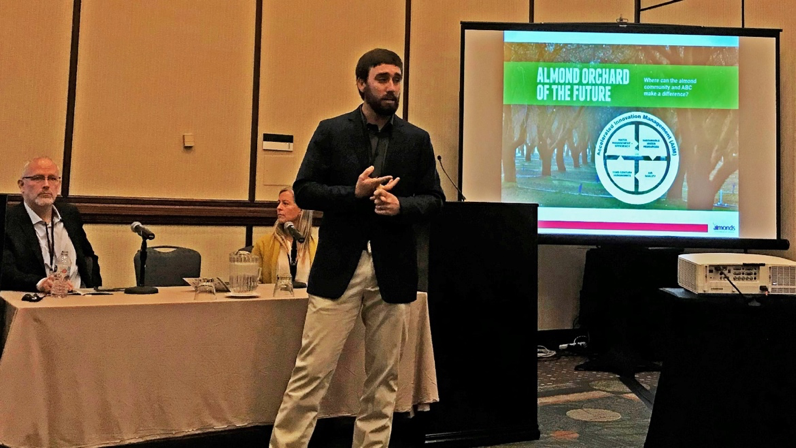 Almond Board's Spencer Cooper presenting at Sustainable Agriculture Summit 